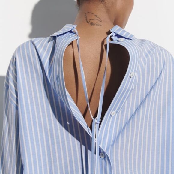 ZARA OVERSIZED STRIPED SHIRT WITH BUTTONS - Picture 3 of 12